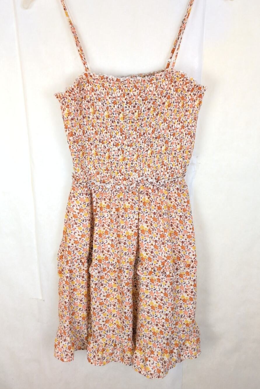 Jessica Simpson brown floral smocked tiered mini dress Size Med Cottage Dainty